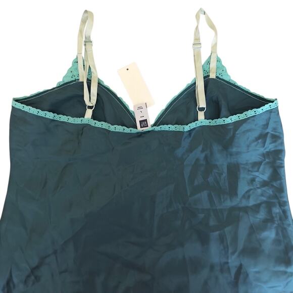 Vintage Y2K‎ Silk Floral GAP Tank Top Green Size Large Babydoll - Picture 10 of 11